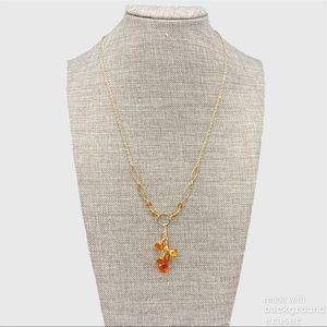 Necklace amber and gold crystal
